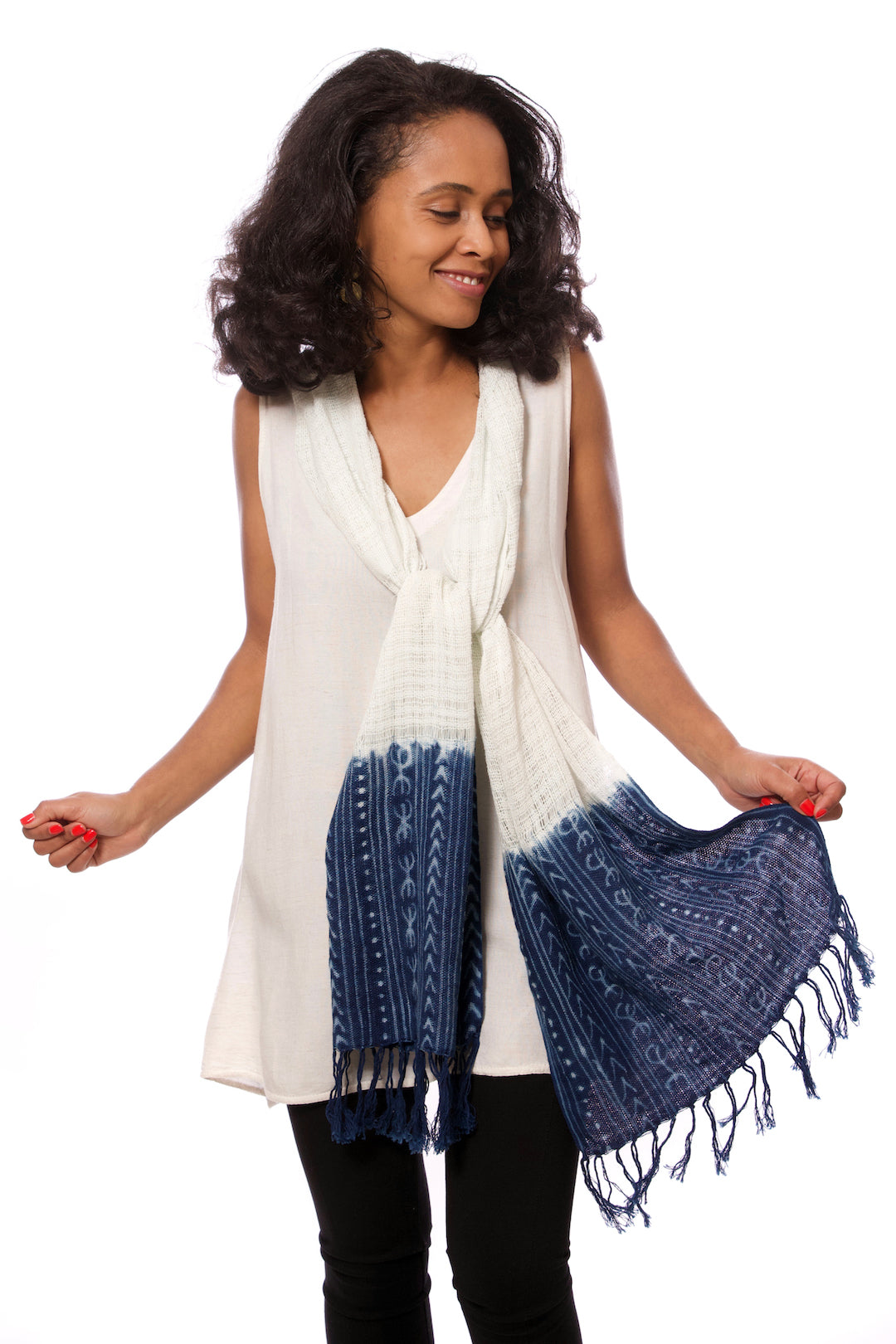 Indigo Organic Cotton Open Weave Scarf Default Title