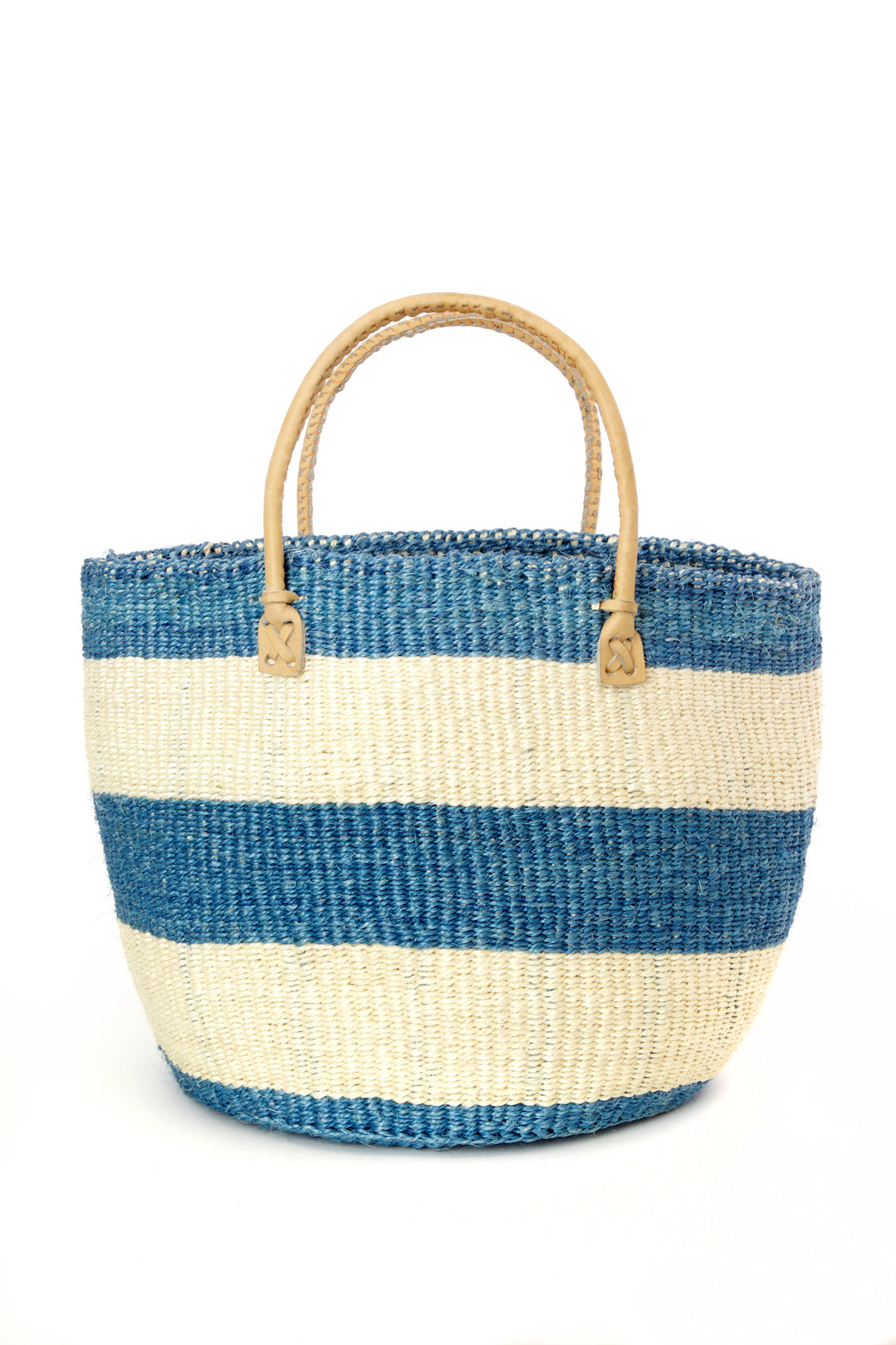 Cornflower Blue & Natural Sisal and Leather Purse Default Title