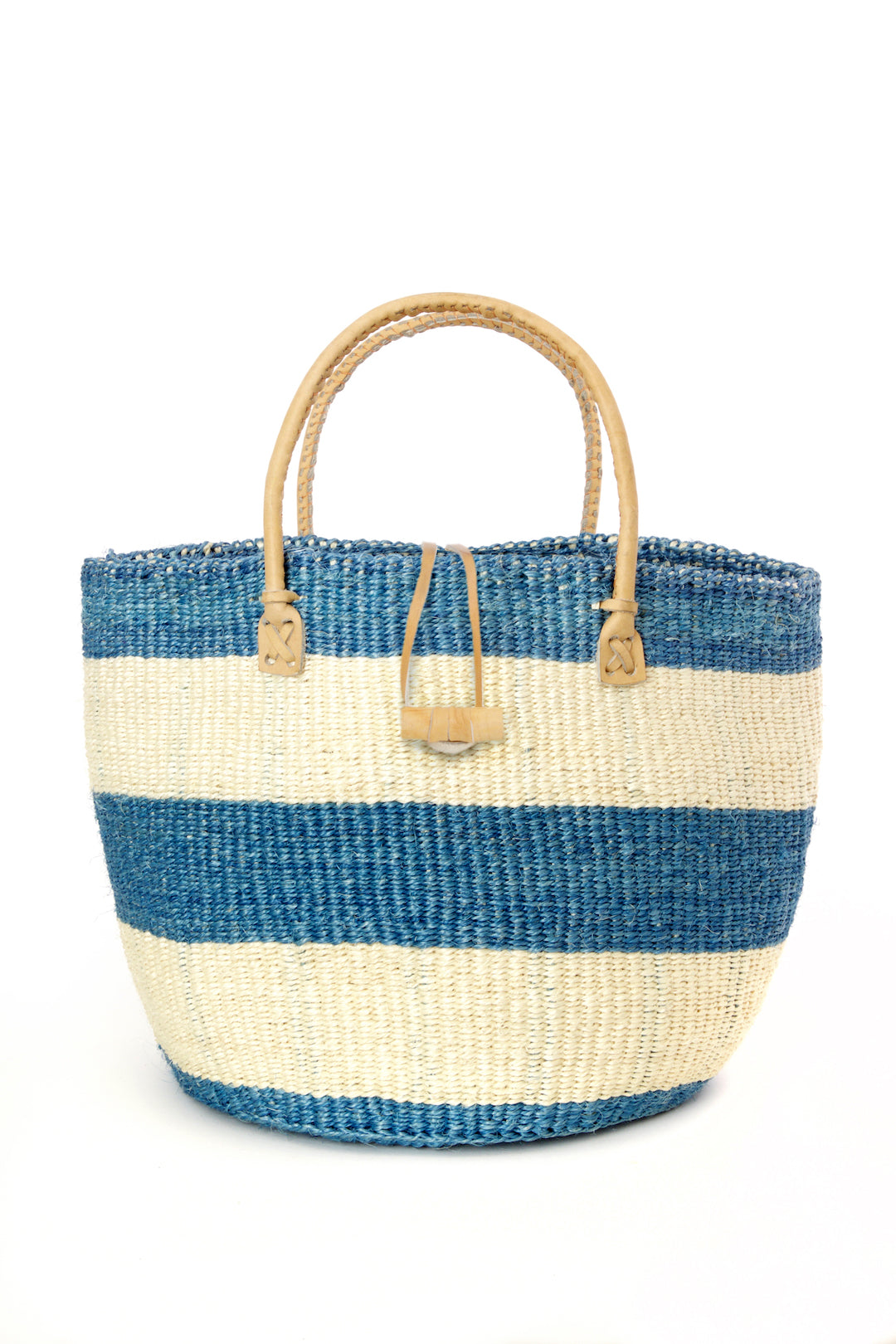 Cornflower Blue & Natural Sisal and Leather Purse Default Title