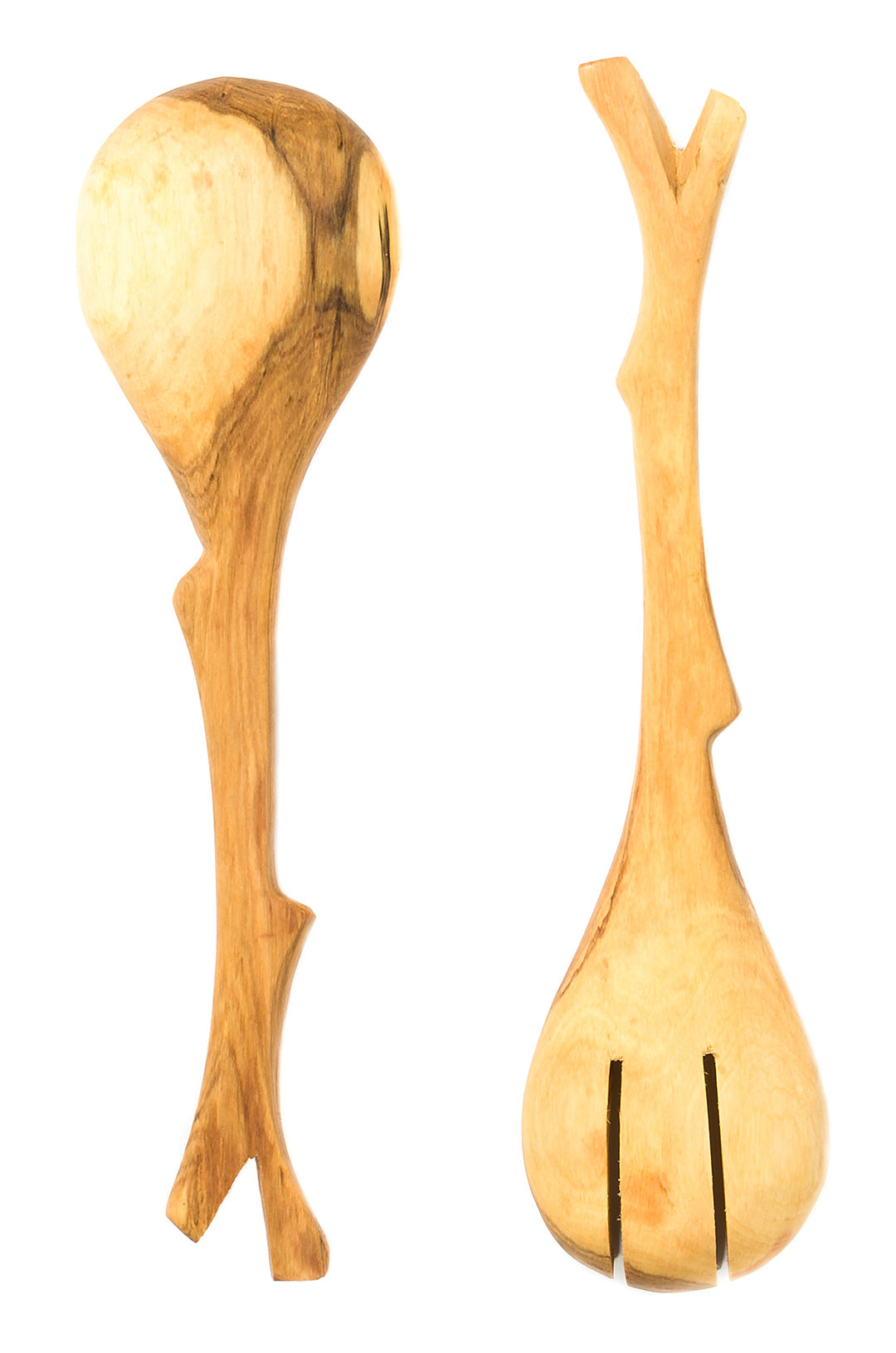 Wild Olive Wood Rustic Branch Salad Servers
