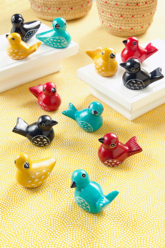 Dozen Miniature Soapstone Birds in Assorted Colors