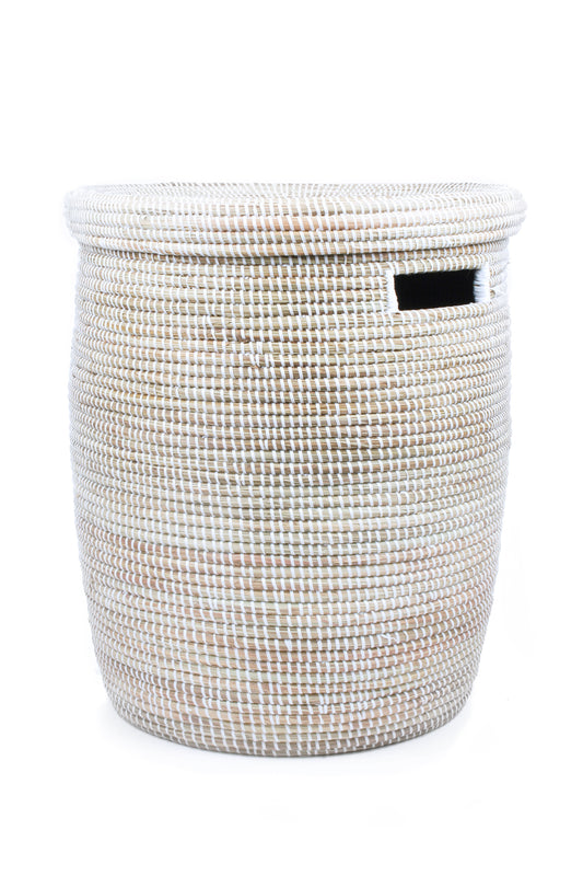 White Flat Lid Hamper Basket Default Title