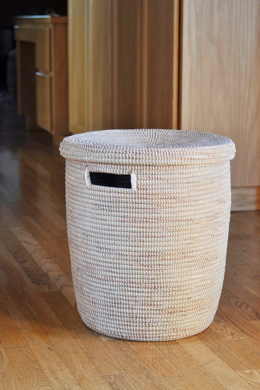 White Flat Lid Hamper Basket Default Title