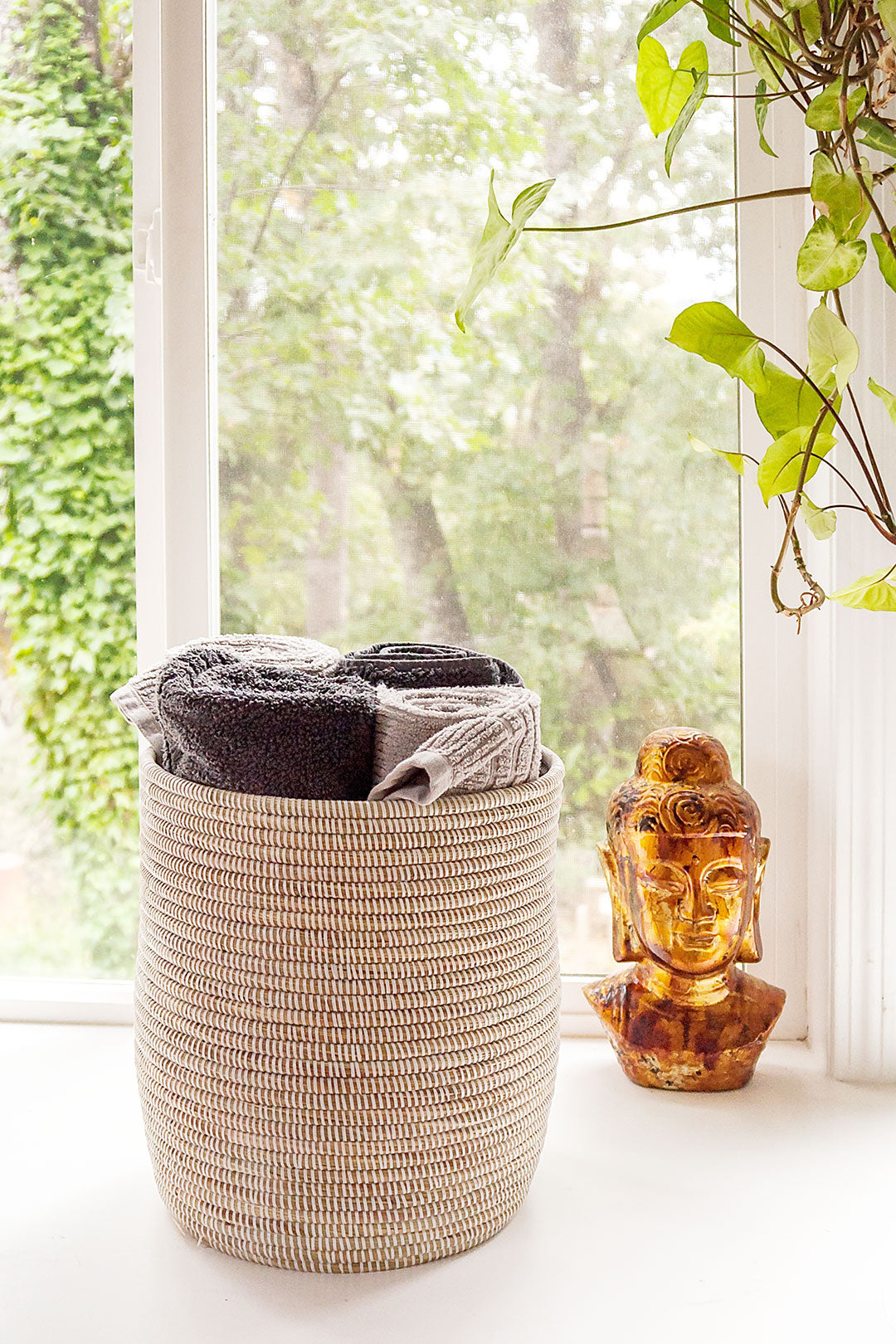 White Senegal Open Top Storage Bin Basket