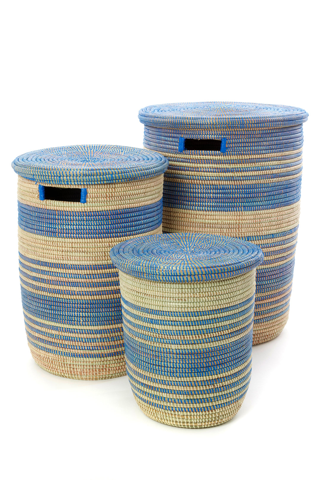 Set of 3 Ebb & Flow Striped Flat Lid Hamper Baskets Default Title