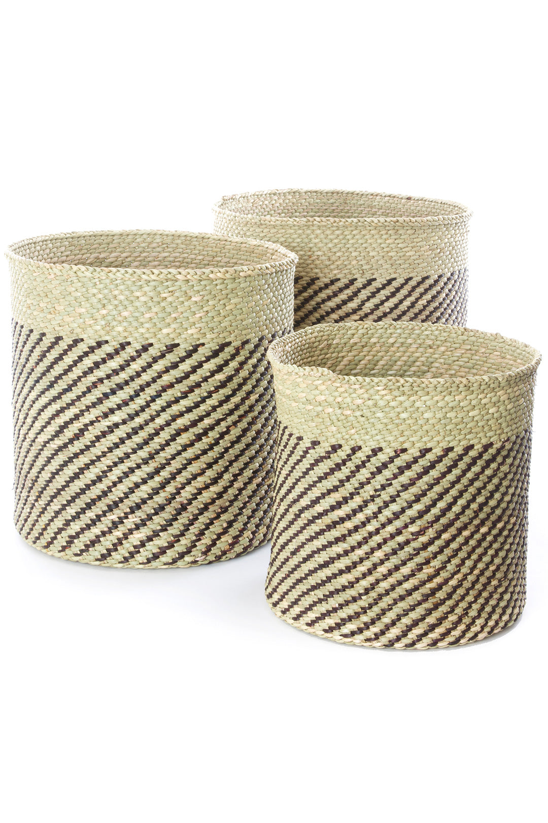Iringa Milulu Baskets with Diagonal Black Stripes