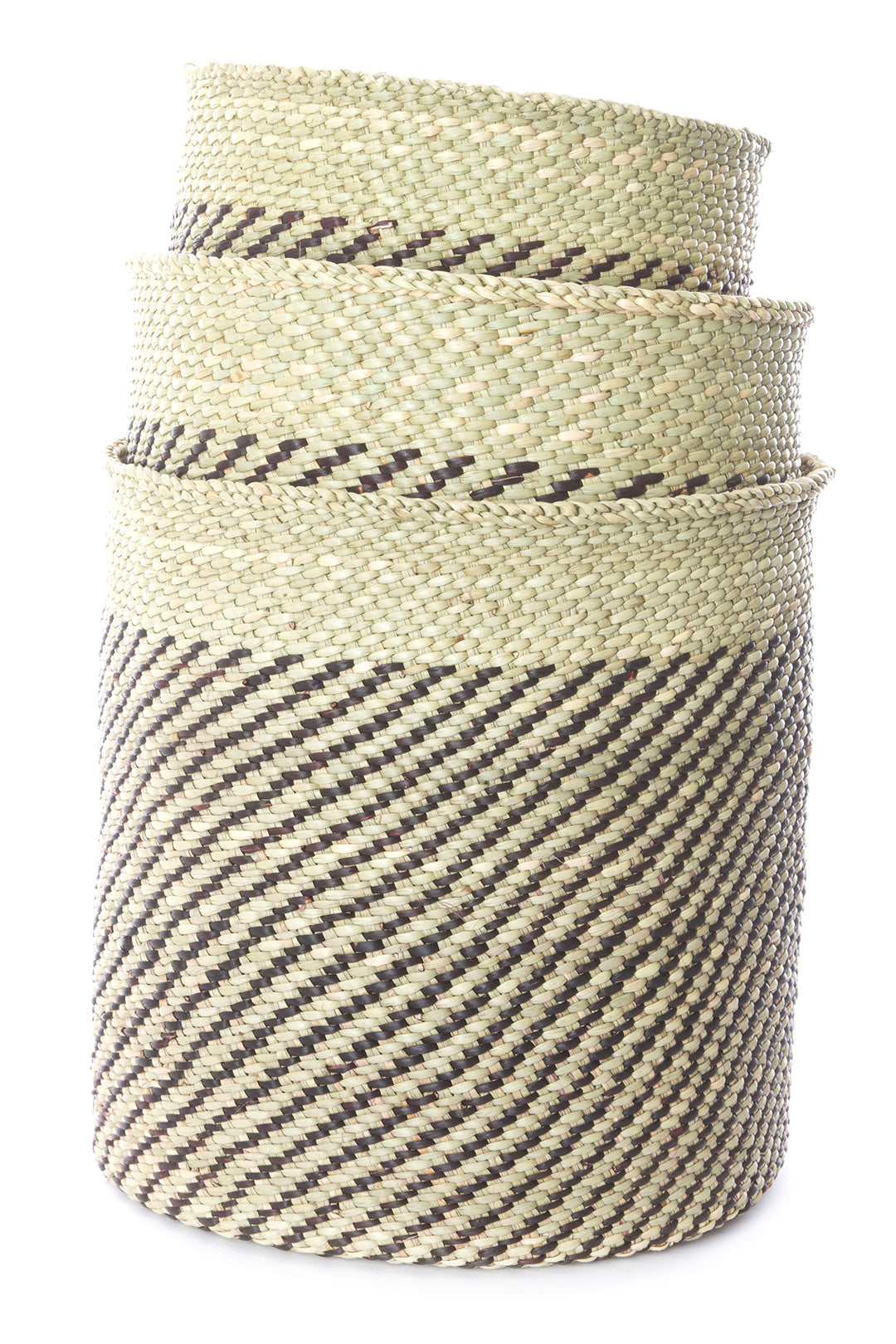 Iringa Milulu Baskets with Diagonal Black Stripes