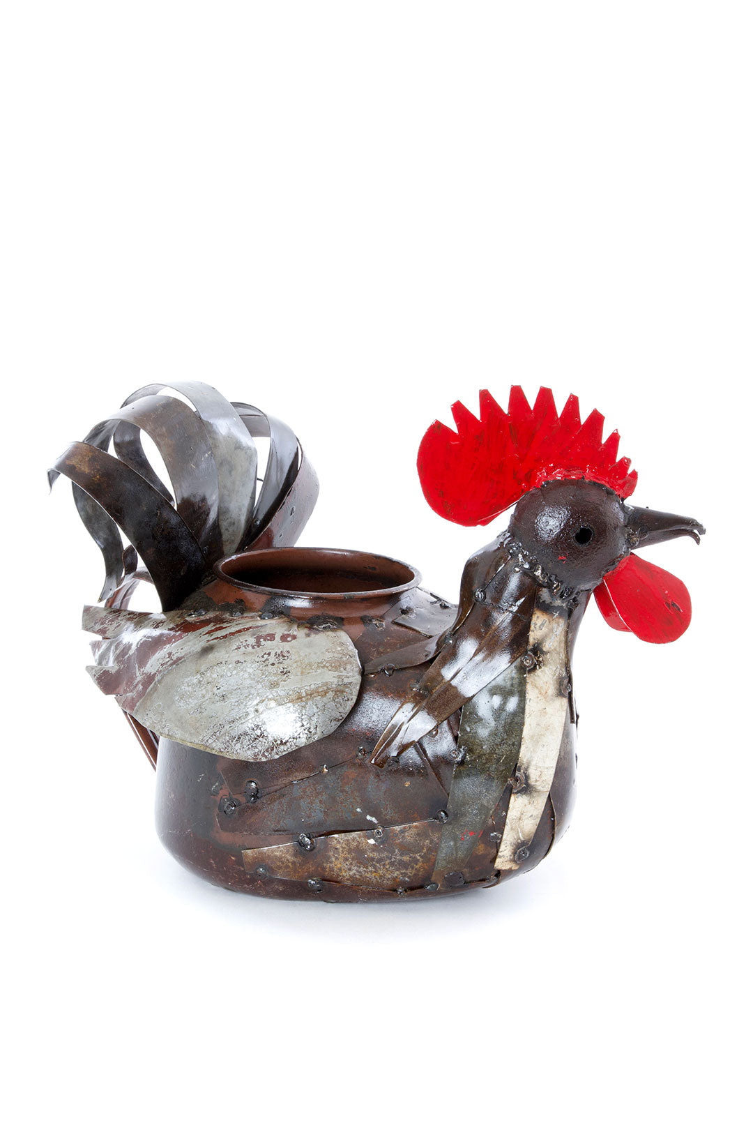 Medium Zimbabwean Recycled Teapot Rooster Planter Default Title