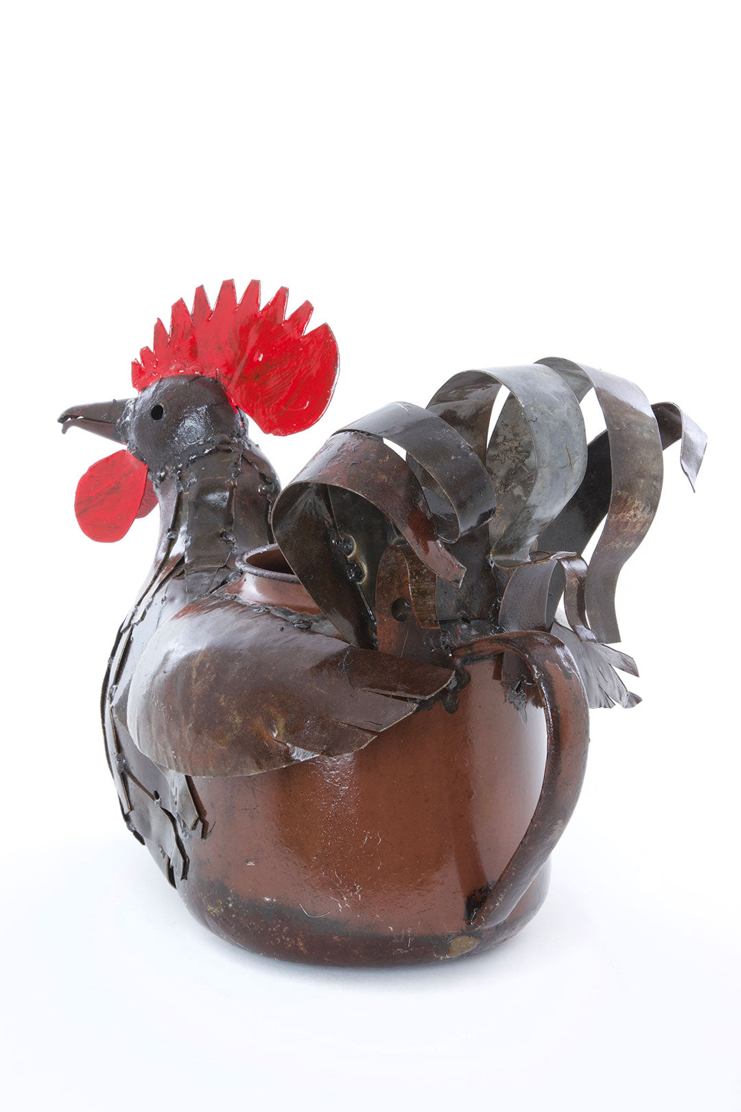Medium Zimbabwean Recycled Teapot Rooster Planter Default Title